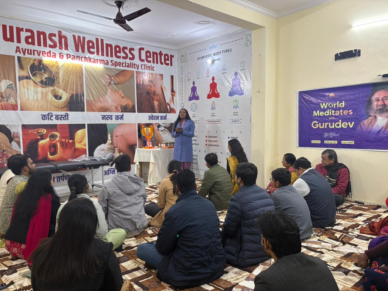 Ayurveda students looking toward a sunrise